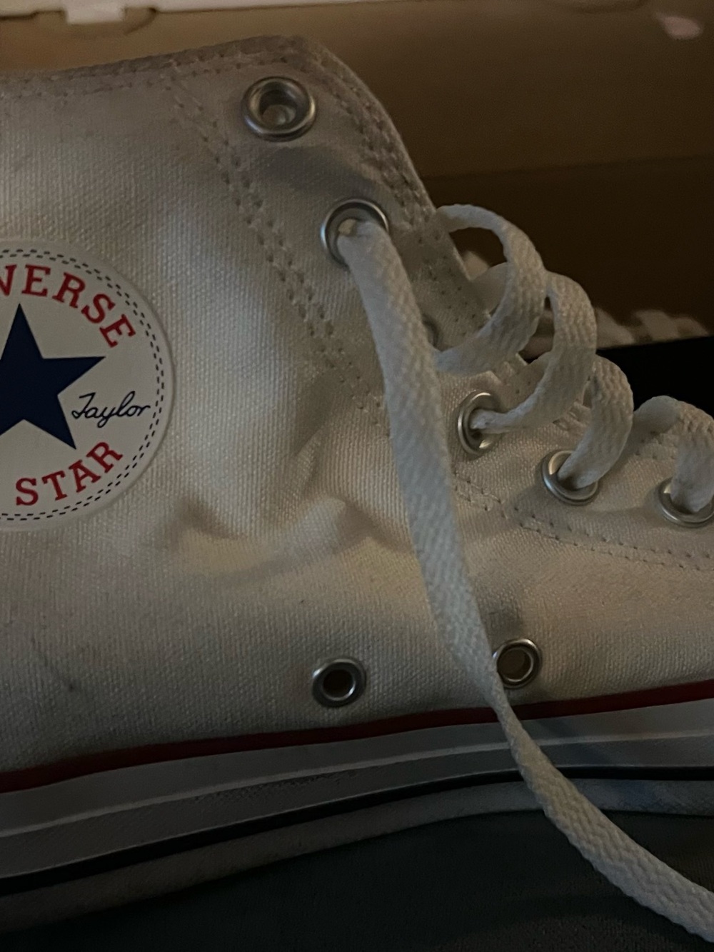 Converse Kids White High-Top Sneakers with Red Stripe